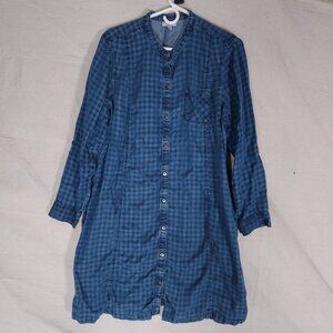 J Jill Denim Womens LP Chambray Tunic Dress Blue Check Minimal Cottagecore